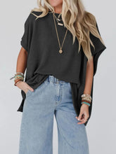 Black Striped Waffle Knit Poncho Top for Women