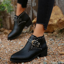 Black Studded Ankle Boots for Women Black
