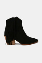 Black Suede Fringe Point Toe Ankle Boots for Women Black