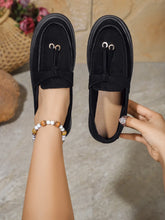 Black Suede Platform Loafers for Women