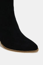 Black Suede Point Toe Ankle Boots with Block Heel