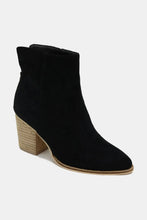 Black Suede Point Toe Ankle Boots with Block Heel