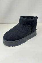 Black Suede Round Toe Platform Ankle Boots for Women