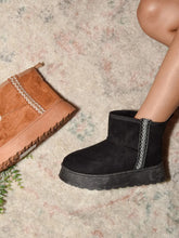 Black Suede Round Toe Platform Boots for Women