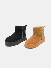 Black Suede Round Toe Platform Boots for Women