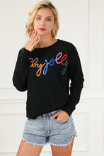 Black Sweater with Colorful Be Jolly Text Slightly Stretchy Tumble Dry Low