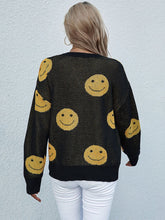 Black Sweater with Yellow Smiley Faces for Women