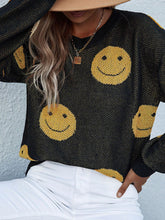 Black Sweater with Yellow Smiley Faces for Women