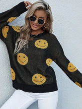 Black Sweater with Yellow Smiley Faces for Women Black Sweater Pullovers