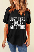 Black T-Shirt for Women with White Text Printed Design Black