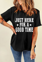 Black T-Shirt for Women with White Text Printed Design