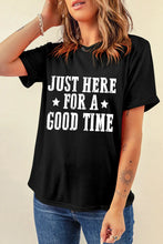 Black T-Shirt for Women with White Text Printed Design