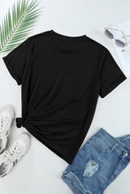 Black T-Shirt with American Flag Bow Pattern for Women