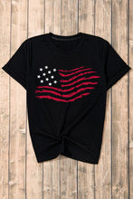 Black T-Shirt with American Flag Graphic for Women