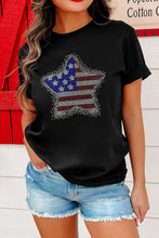 Black T-Shirt with American Flag Star and Light Blue Jeans Set