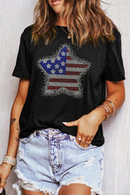 Black T-Shirt with American Flag Star and Light Blue Jeans Set