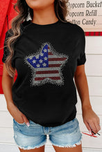 Black T-Shirt with American Flag Star and Light Blue Jeans Set