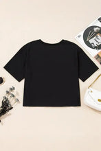 Black T-Shirt with Checkered Peace Sign Graphic for Women Woman T Shirts