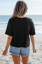 Black T-Shirt with Checkered Peace Sign Graphic for Women