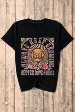 Black T-Shirt with Colorful Butterfly Graphic for Women
