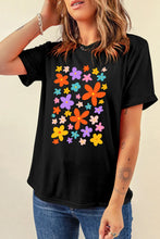 Black T-Shirt with Colorful Floral Print for Women