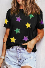 Black T-Shirt with Colorful Star Pattern for Women Woman T Shirts