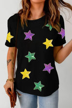 Black T-Shirt with Colorful Star Pattern for Women Woman T Shirts