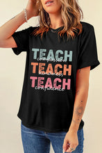 Black T-Shirt with Colorful Teach Graphic for Women