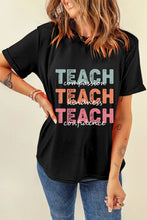 Black T-Shirt with Colorful Teach Graphic for Women