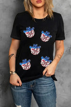 Black T-Shirt with Cowboy Hat Sequin Patches for Women Black Woman T Shirts