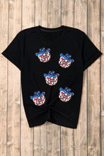 Black T-Shirt with Cowboy Hat Sequin Patches for Women Woman T Shirts