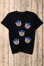 Black T-Shirt with Cowboy Hat Sequin Patches for Women