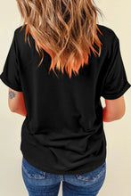 Black T-Shirt with Disco Ball Cowboy Hat Pattern for Women