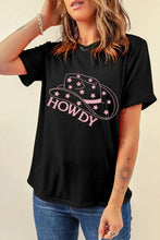 Black T-Shirt with Pink Cowboy Hat Graphic for Women Black