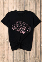 Black T-Shirt with Pink Cowboy Hat Graphic for Women Woman T Shirts