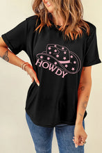 Black T-Shirt with Pink Cowboy Hat Graphic for Women