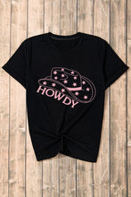 Black T-Shirt with Pink Cowboy Hat Graphic for Women