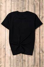 Black T-Shirt with Rhinestone Bow for Women