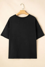 Black T-Shirt with Strawberry Pattern and Sequin Detail for Women