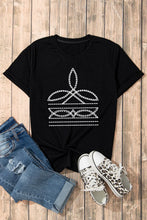 Black T-Shirt with White Geometric Design for Women