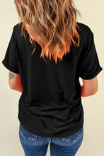 Black Texas Rope Bow Rolled Sleeve T-Shirt for Women