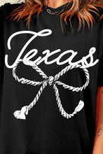 Black Texas Rope Bow Rolled Sleeve T-Shirt for Women