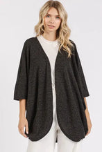 Black textured batwing sleeve cardigan with open front at Mittoshop