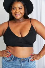 Zenana Full Size Textured Spaghetti Strap Bralette in Black Bras