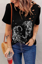 Black Tiger Graphic Tee for Women Cutout Opaque Polyester Elastane