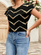 Black Top with Gold Chevron Pattern Woman T Shirts