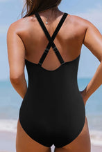 Black Twisted Front One Piece Swimsuit