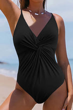 Black Twisted Front One Piece Swimsuit