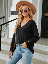 Black V-Neck Sweater for Women Casual Stretch Rayon Blend