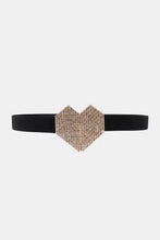 Black elastic belt with rhinestone heart buckle for velvet choker dress